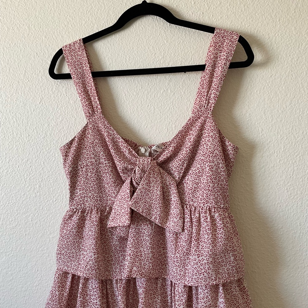 BABYDOLL DRESS layered red and white floral pattern size medium - Picture 4 of 7
